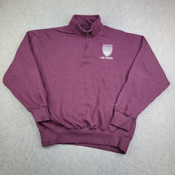 Harvard Law School 1/4 Zip Pullover Mens Large Maroon Sweater Embroidered NEW - Picture 1 of 9